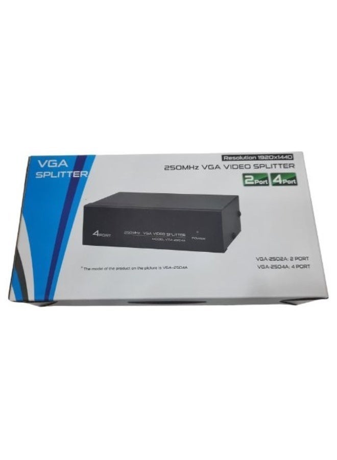 موزع إشارة VGA 1x4 | يدعم دقة 1920x1440 | عرض نطاق ترددي 250 ميجاهرتز | حاصل على شهادات CE وFCC - Image 1